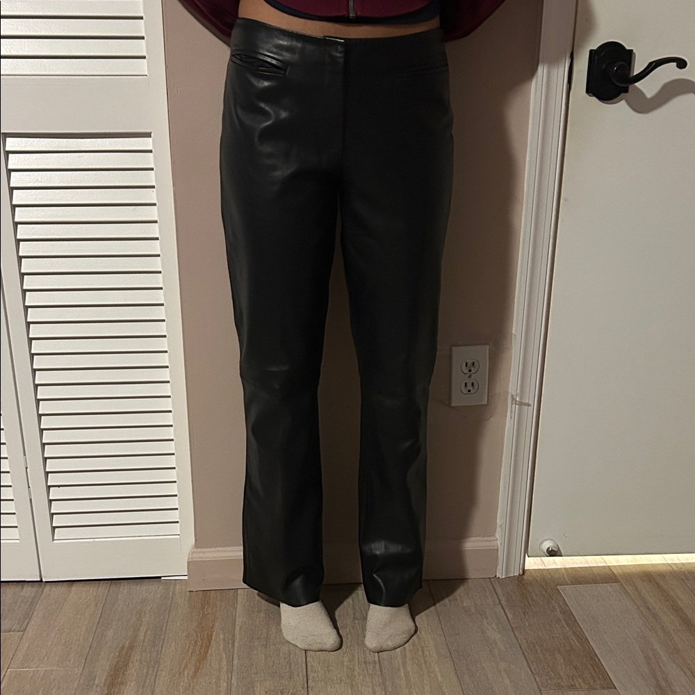 Vintage Cache Black Leather Pants with straight leg size 4